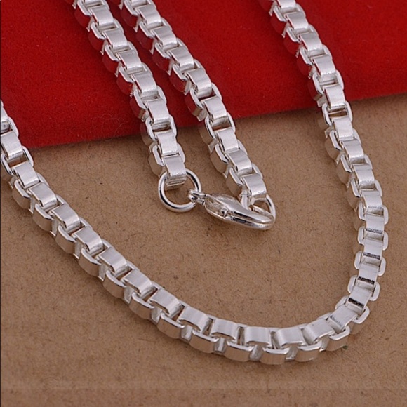 STERLING SILVER BOX CHAIN LINK NECKLACE BRACELET MATCHING SET - Picture 3 of 6